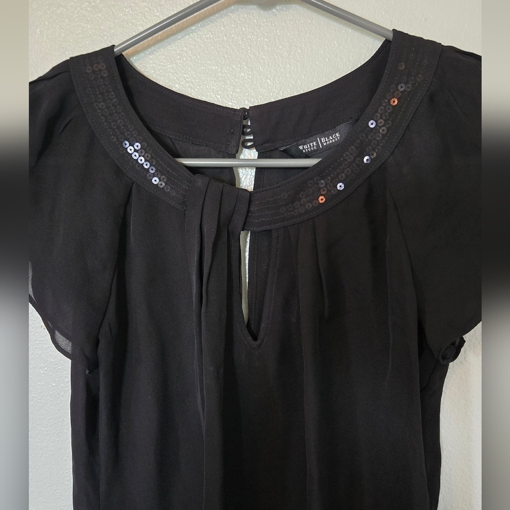 White House Black Market | Black Silk Top Size XXS